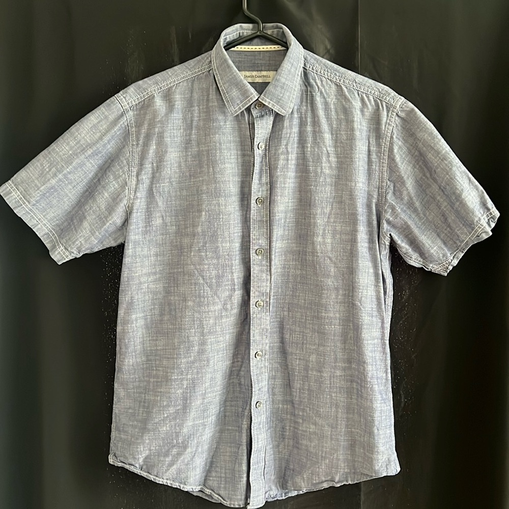 James Campbell denim button down short sleeve-shirt